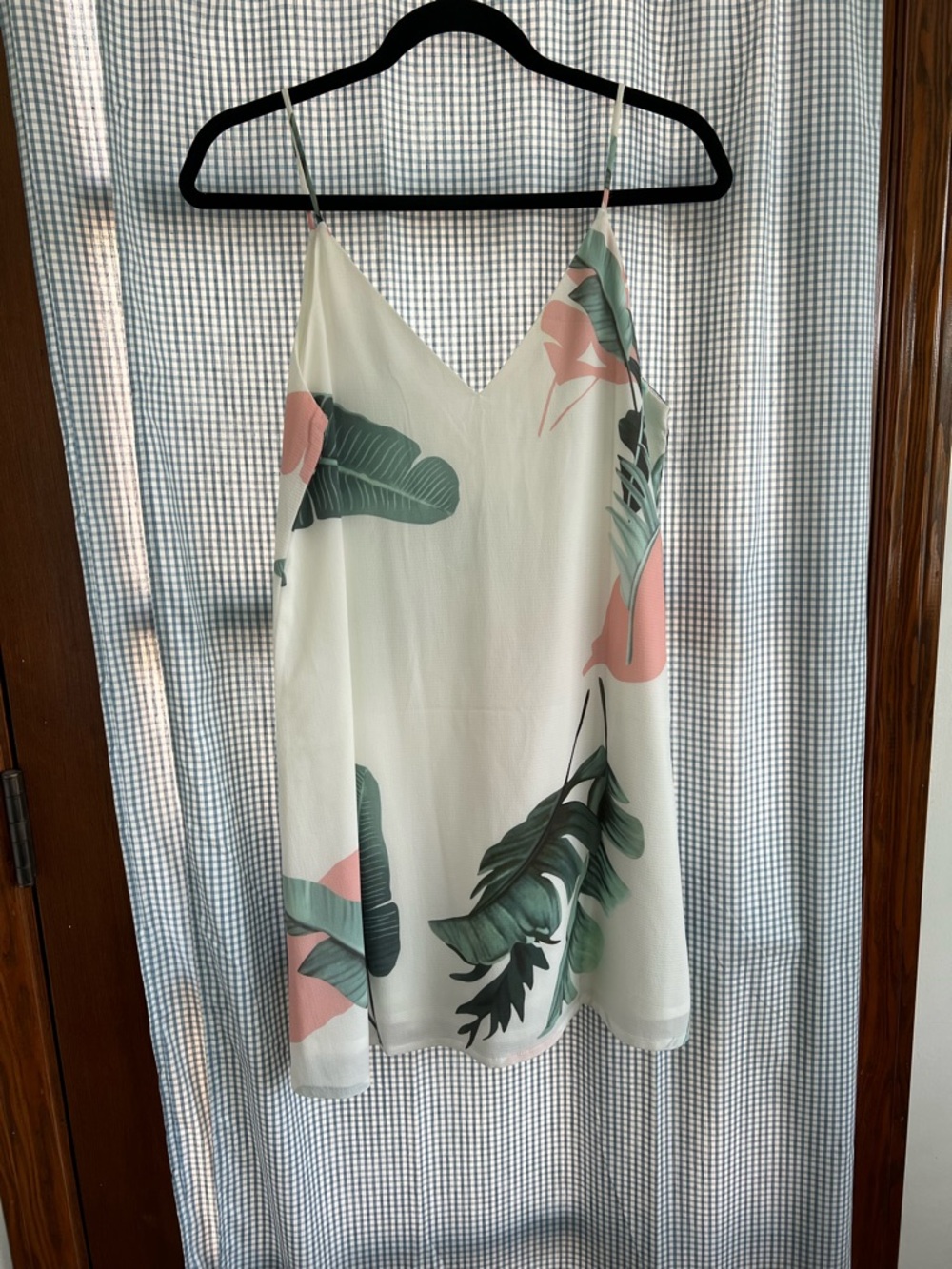 White Tropical-Print Mini Slip Dress
